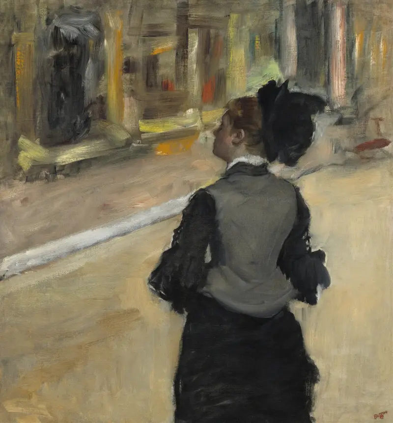 Frau von hinten gesehen – Museumsbesuch von Edgar Degas