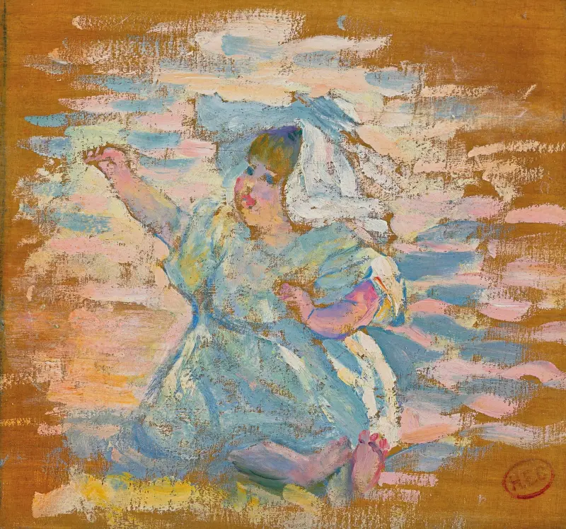 Studie für „Mutter, die mit ihrem Kind spielt“ von Henri-Edmond Cross