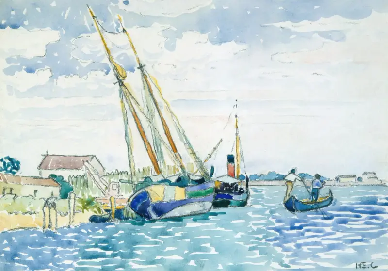 Scena morska (Łodzie w pobliżu Wenecji), Henri-Edmond Cross
