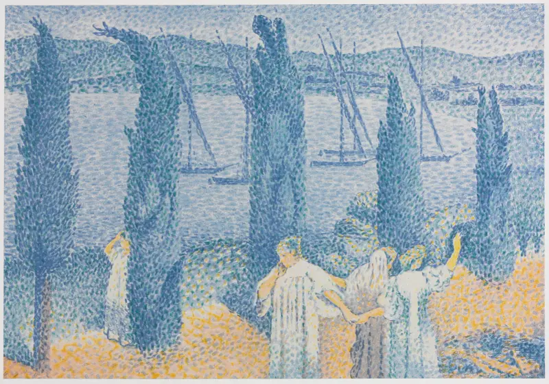 The Promenade (Landscape With Cypresses) av Henri-Edmond Cross
