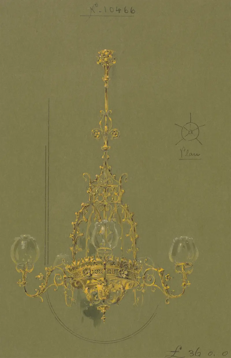 Design executed for Jones and Willis, metal and wood-workers and church furniture manufacturers of Birmingham and London – nr 12 av George Edmund Street