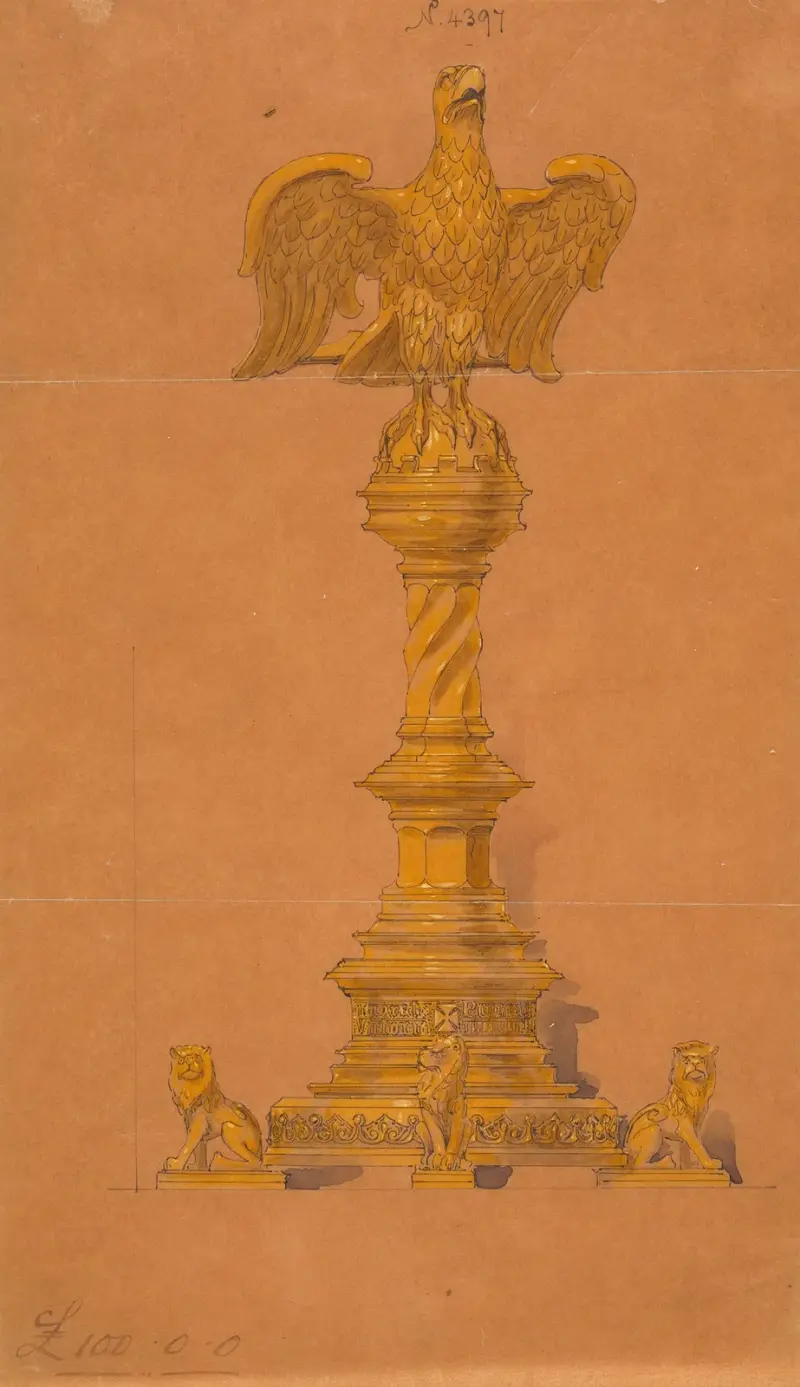 Design executed for Jones and Willis, metal and wood-workers and church furniture manufacturers of Birmingham and London – nr 15 av George Edmund Street