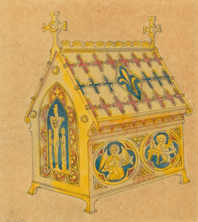 Design executed for Jones and Willis, metal and wood-workers and church furniture manufacturers of Birmingham and London – nr 6 av George Edmund Street