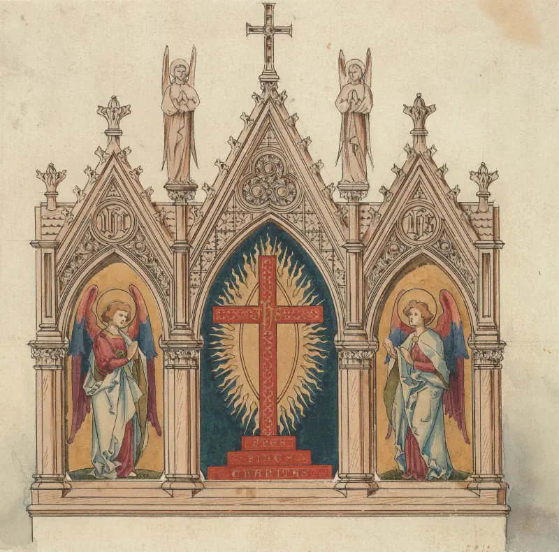 Entwürfe für Jones and Willis, Metall- und Holzarbeiter sowie Hersteller von Kirchenmöbeln aus Birmingham und London 8 von George Edmund Street