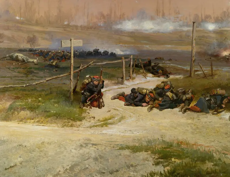 Vid pålen; ett fragment från panoramat över slaget vid Champigny av Jean-Baptiste Édouard Detaille