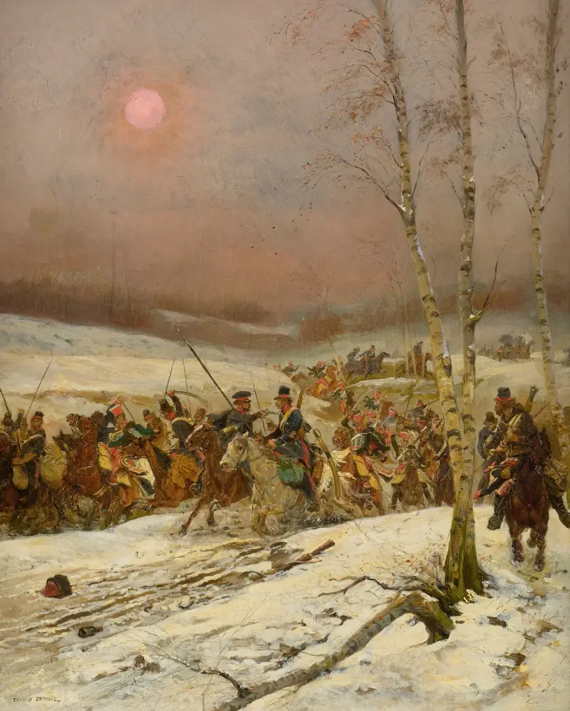 Kosacker anfallna av hedersgardet under Napoleons ryska fälttåg av Jean-Baptiste Édouard Detaille
