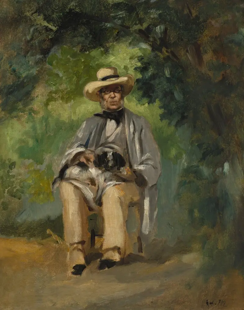 Ambroise Adam i trädgården i Pressagny av Édouard Manet