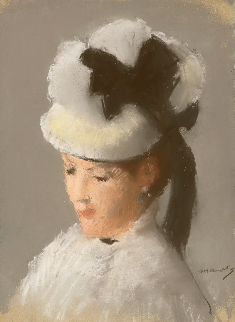 Ung kvinna med vit hatt av Édouard Manet