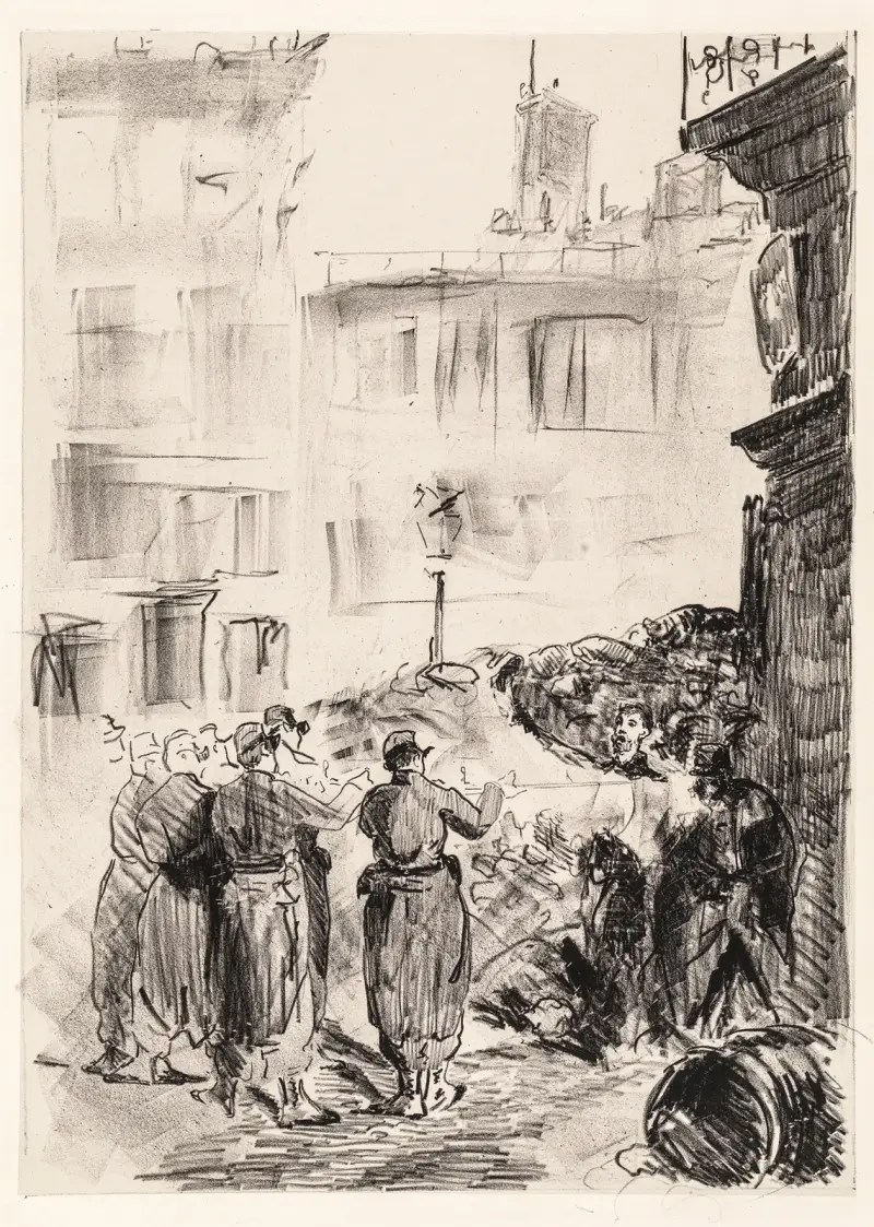 Barrikaden – scen från Pariskommunen av Édouard Manet
