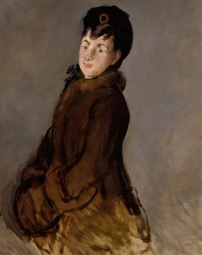 Porträtt av Isabelle Lemonnier med muff av Édouard Manet