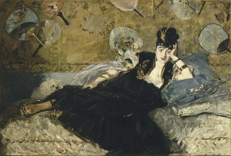 Kvinna med solfjädrar av Édouard Manet