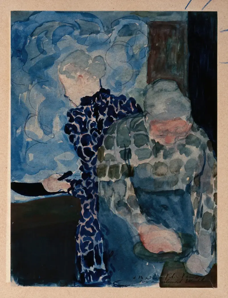 Två kvinnor i interiör av Édouard Vuillard