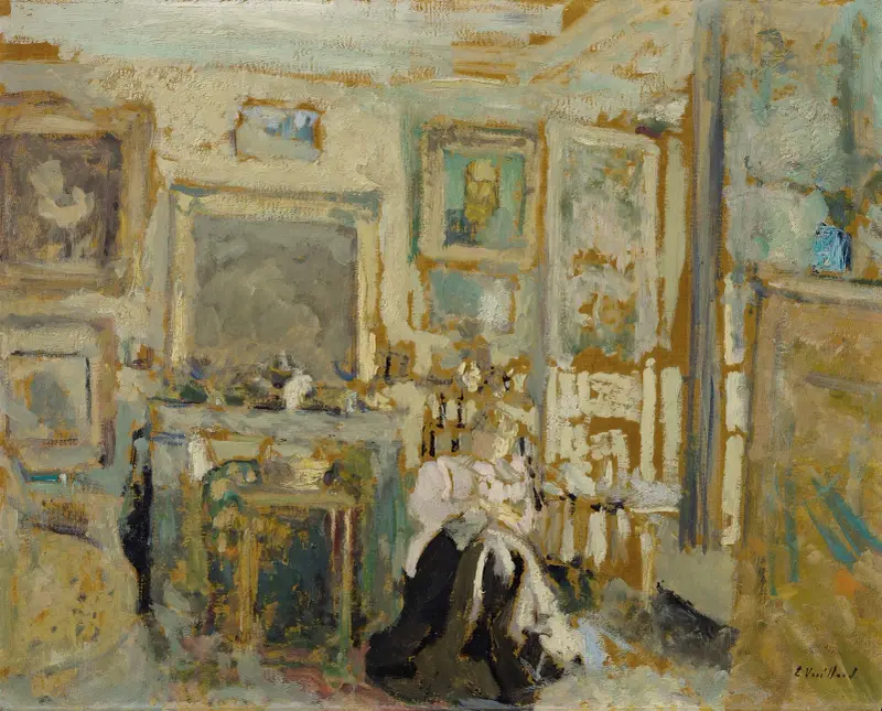 Sittande kvinna i ljust interiör av Édouard Vuillard