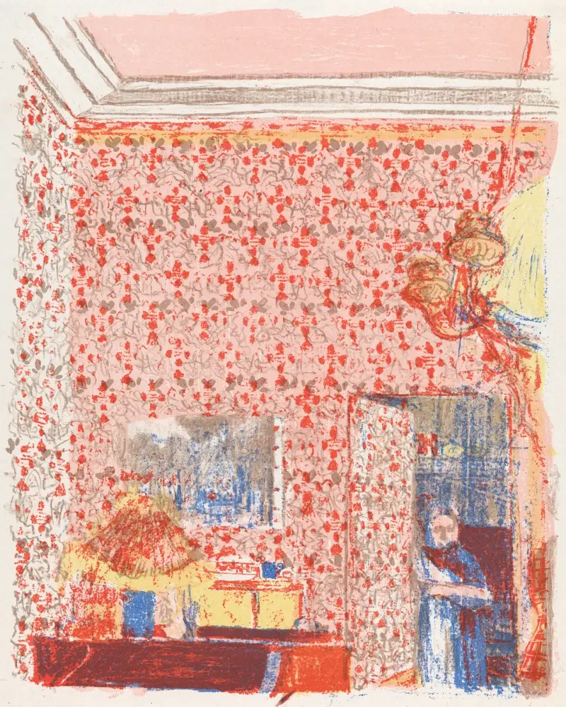 Interiör med rosa draperingar I av Édouard Vuillard