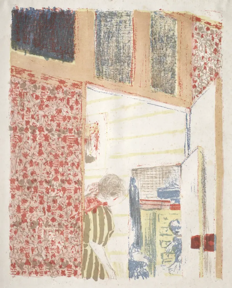 Interiör med rosa tapet III av Édouard Vuillard