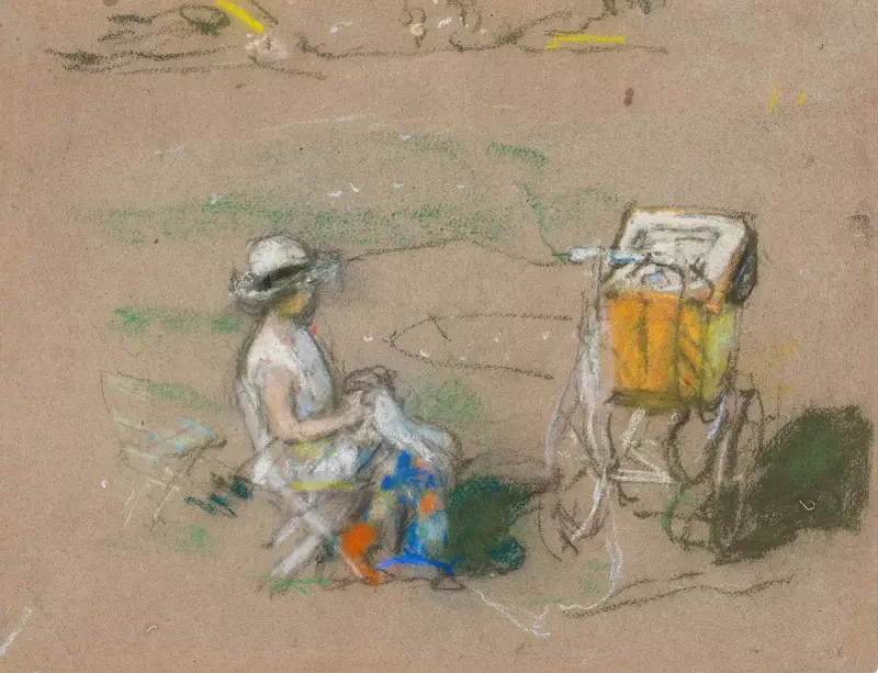Das kleine Mädchen mit dem Kinderwagen von Édouard Vuillard