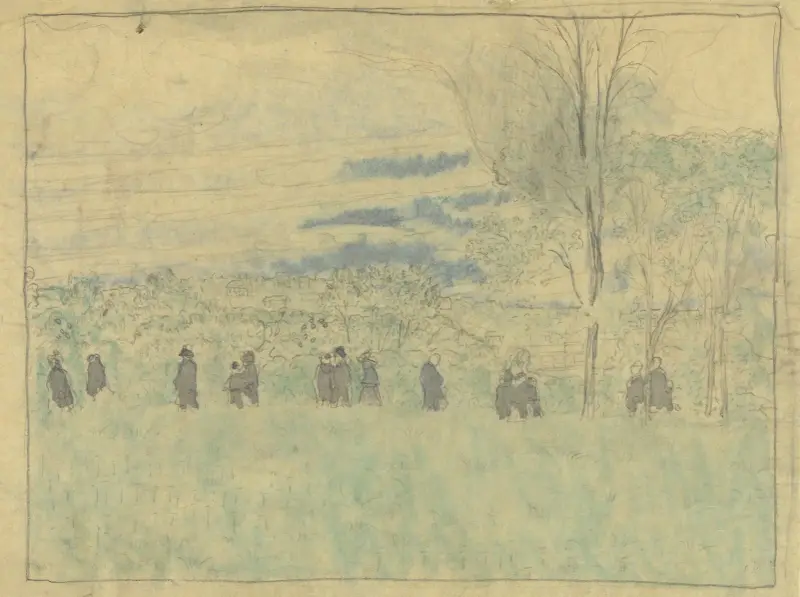Landschaft mit Spaziergängern von Édouard Vuillard