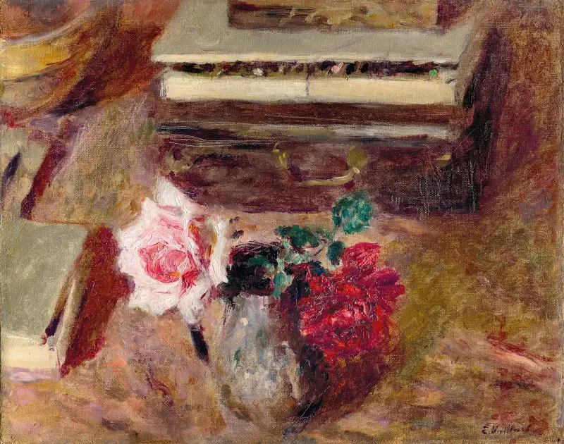 Zwei Rosen und der Pastellkasten von Édouard Vuillard