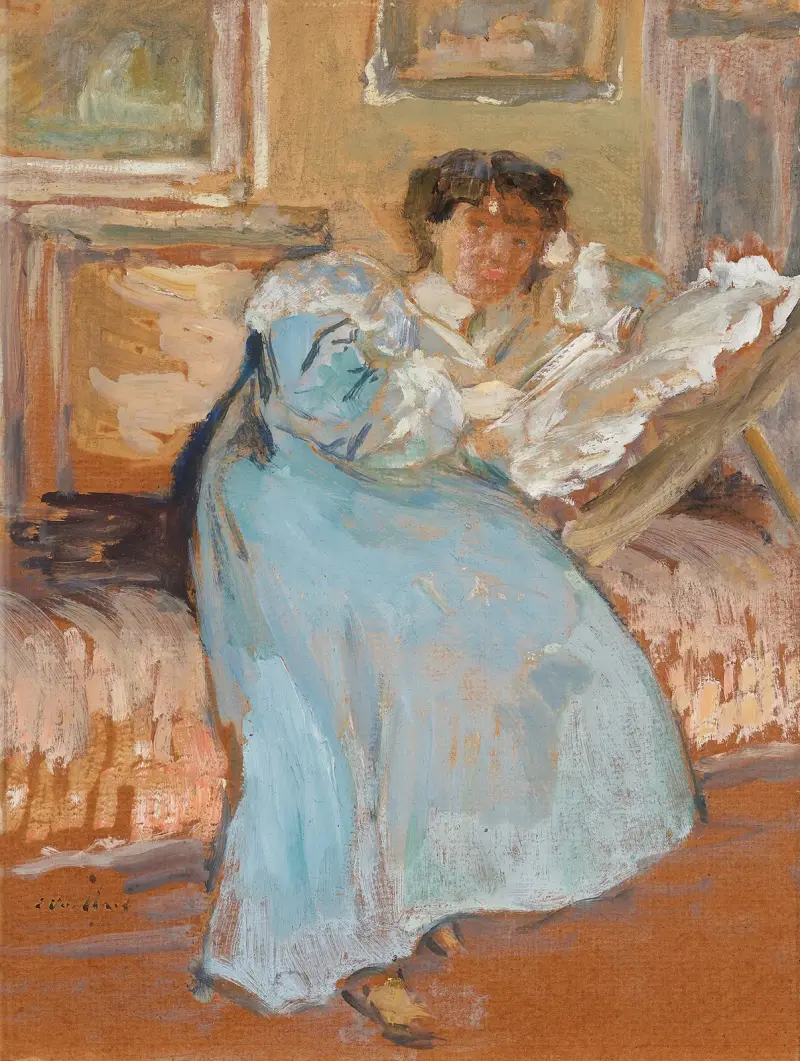 Madame Hessel i opalvit klänning av Édouard Vuillard