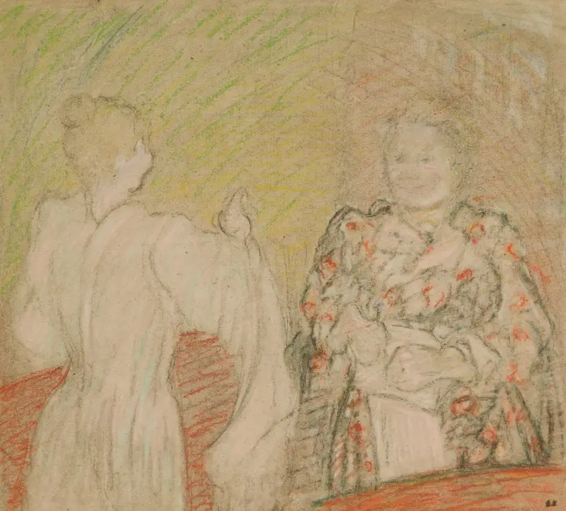 Madame Vuillard i samtal med en ung flicka av Édouard Vuillard
