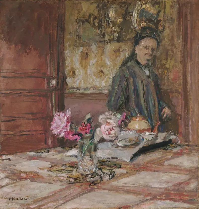 Madame Vuillard i mössa vid Closerie des Genêts av Édouard Vuillard