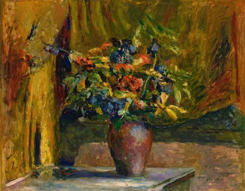 Lärksporre och pelargoner av Édouard Vuillard