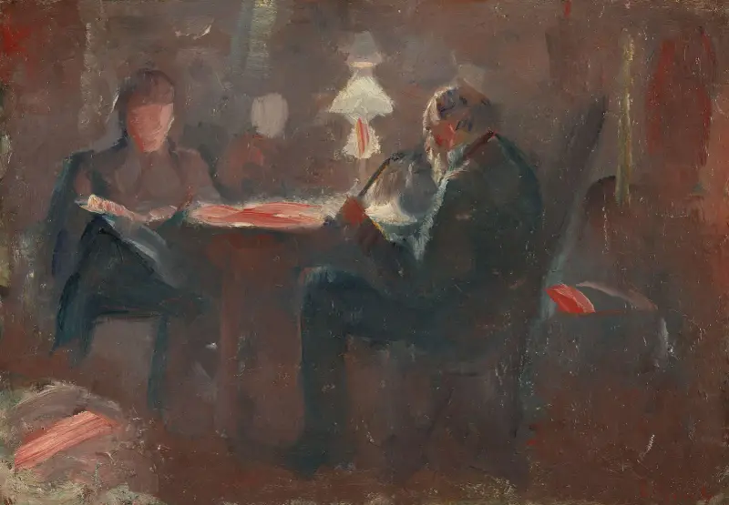 Kolem petrolejové lampy, Edvard Munch