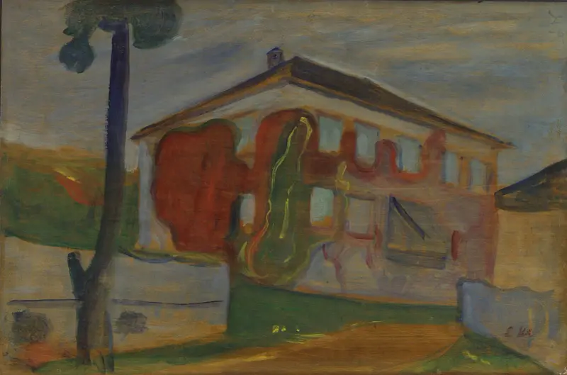 Dům s červeným divokým vínem, Edvard Munch