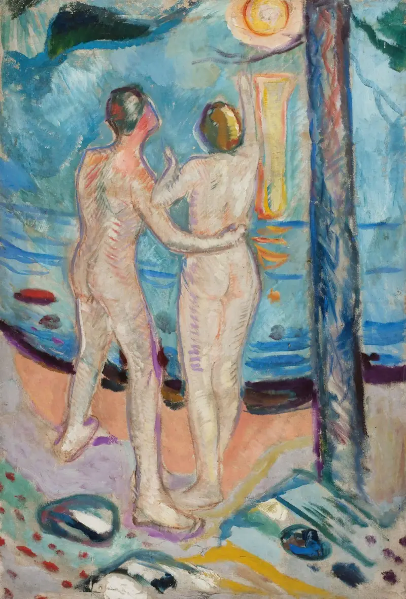 Nacktes Paar am Strand von Edvard Munch