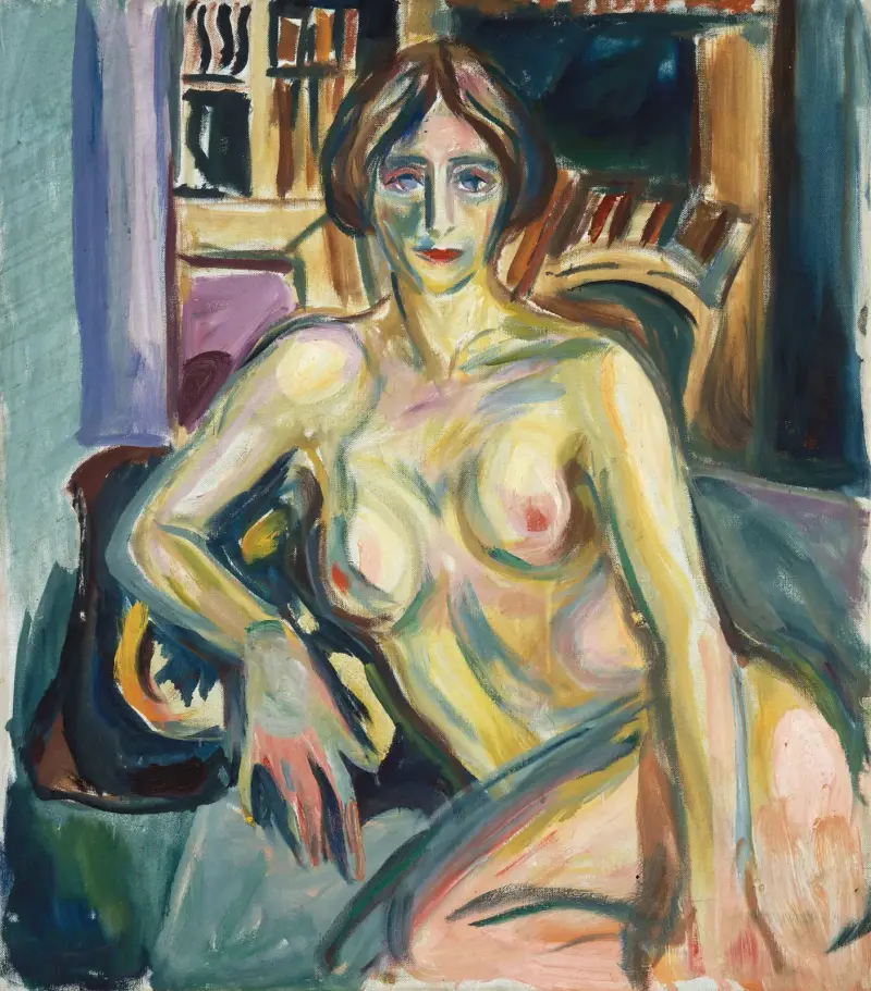 Akt, sitzend auf dem Sofa von Edvard Munch