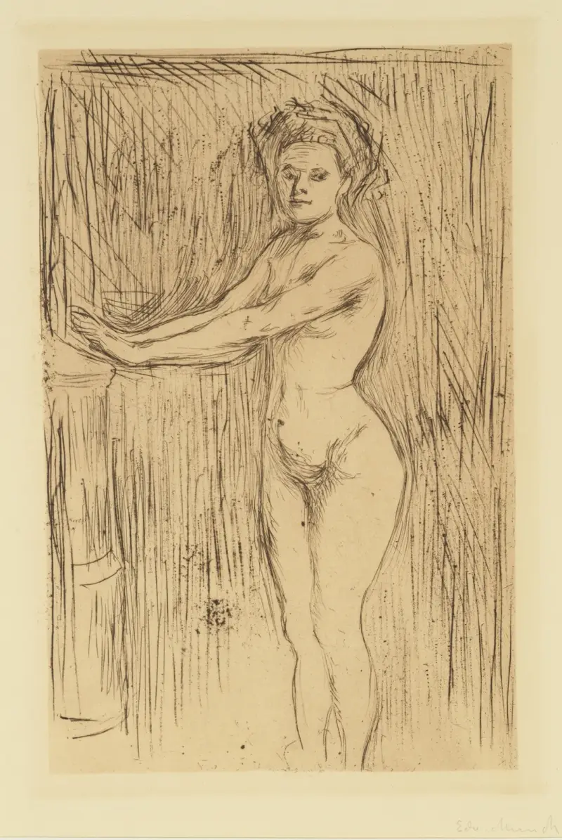 Nude Woman (Model Warming her Hands) av Edvard Munch