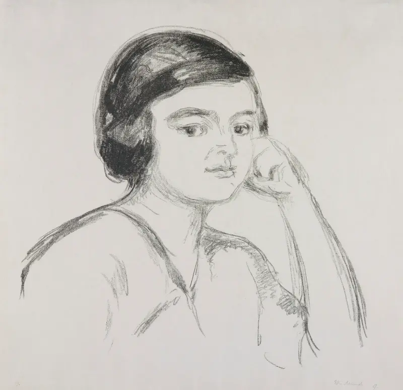 Ung kvinna med handen på kinden av Edvard Munch