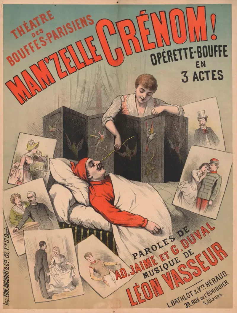 Théâtre des Bouffes-Parisiens. Mam’zelle Crénom! Opéra-bouffe i 3 akter av Edward Ancourt