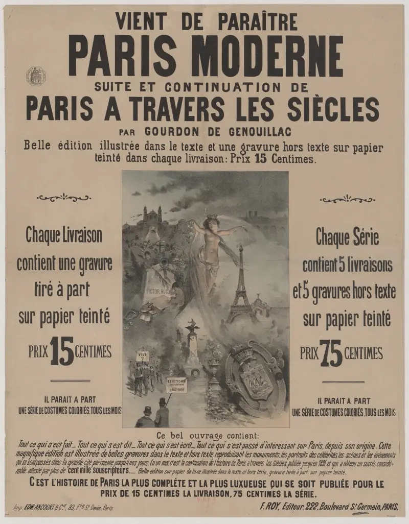 Vient de paraître: Paris moderne, suite et continuation de Paris à travers les siècles av Edward Ancourt