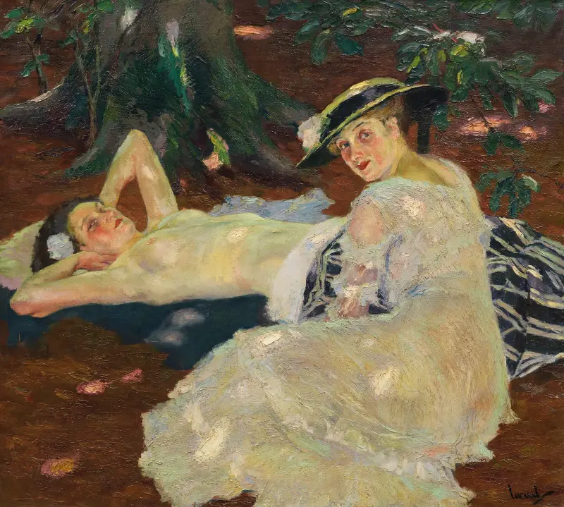 Horký den (Dvě dámy pod stromy), Edward Cucuel