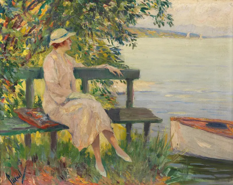 The green bench av Edward Cucuel