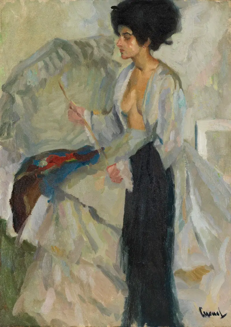 Frau im Atelier von Edward Cucuel