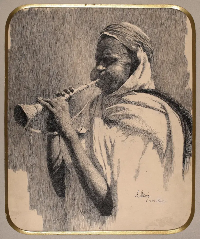 Arab playing the trumpet av Edward Okuń