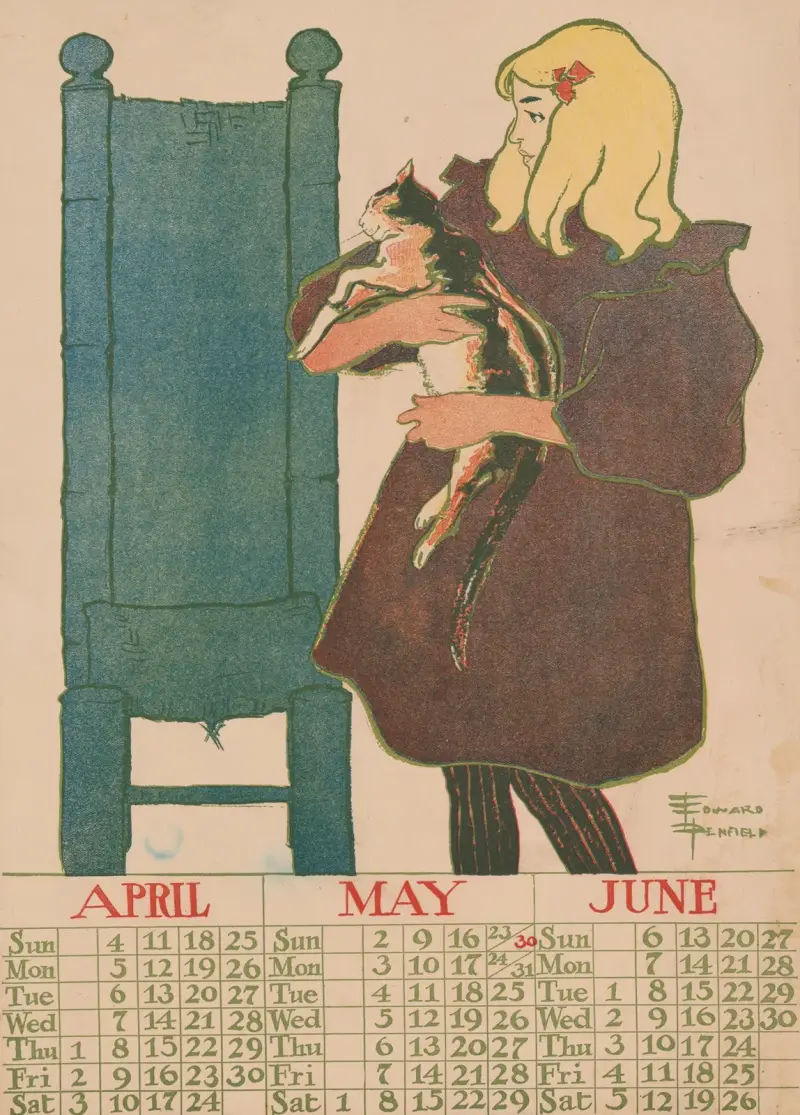 April May June 1897 calendar av Edward Penfield