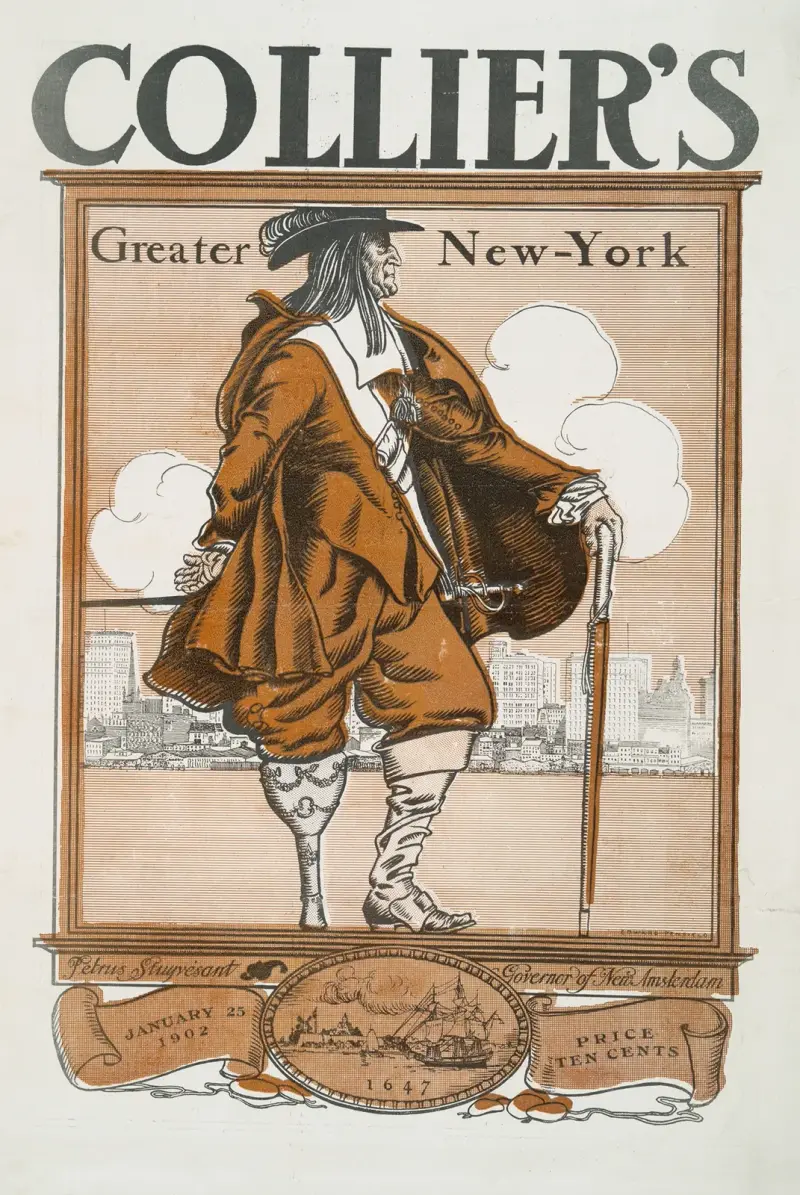 Collier's Greater New York: Petrus Stuyvesant, guvernör i Nya Amsterdam, 1647 av Edward Penfield