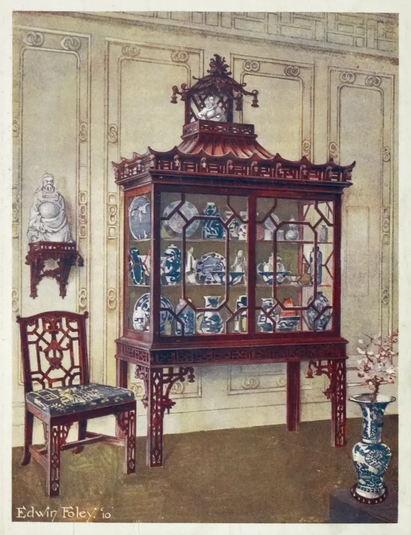 Geschnitzter Chinakoffer im chinesischen Stil Chippendales von Edwin Foley