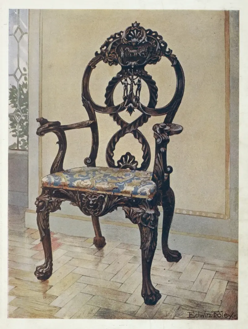 Geschnitzter früher Chippendale-Vorsitzendenstuhl von Edwin Foley