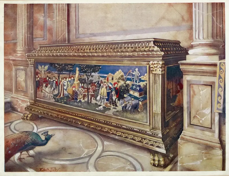 Hochzeitskiste oder Cassone. Im Victoria and Albert Museum, South Kensington. Italienisch (wahrscheinlich florentinisch), ca. 1550. von Edwin Foley