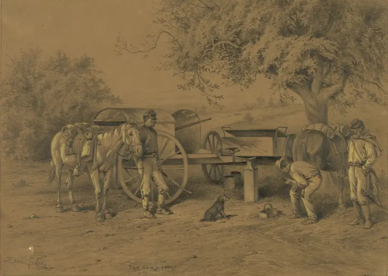 En scen vid vägkanten nära sommarlägret av Edwin Forbes