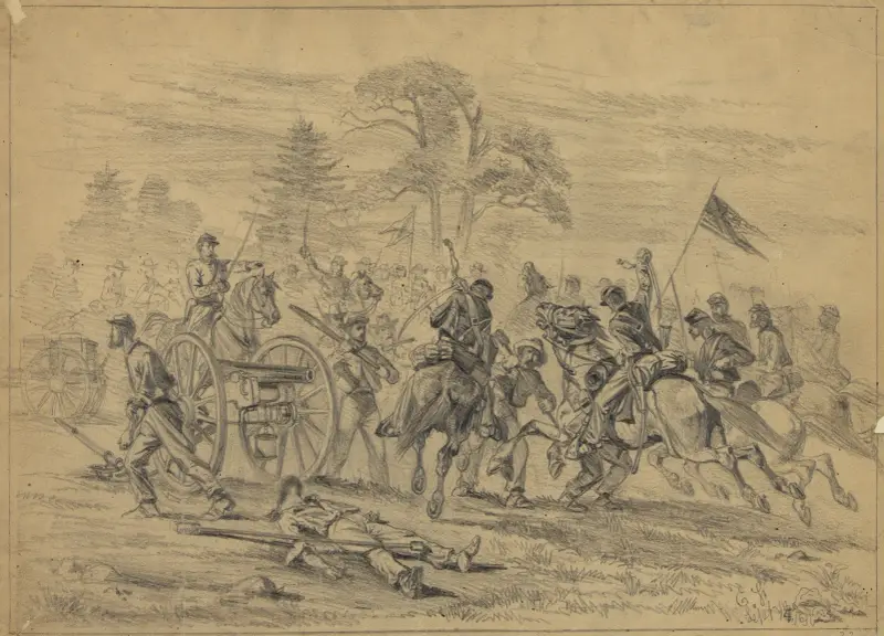 Kavallerianfall nära Culpeper Court House, Va. av Edwin Forbes