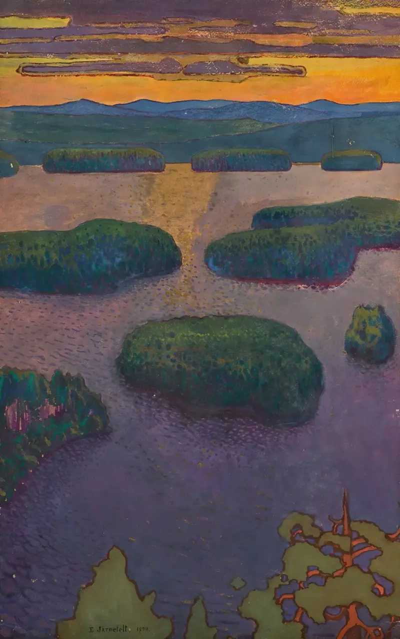 Západ slunce nad jezerem, Eero Järnefelt