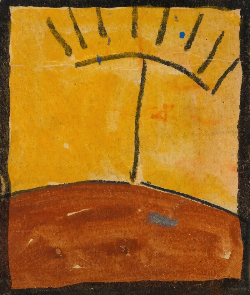 Abstraherat landskap med soluppgång av Egon Schiele