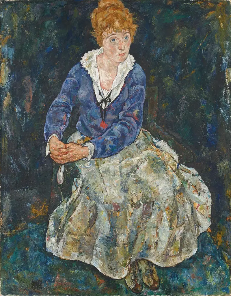 Porträtt av konstnärens hustru, Edith Schiele av Egon Schiele