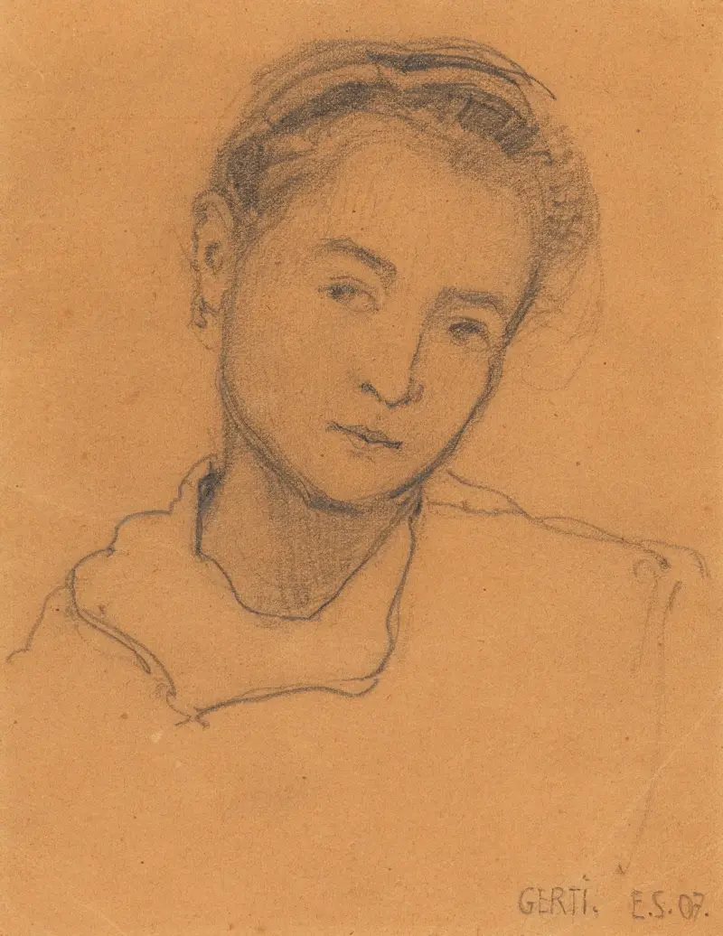 Gerti Schiele mit zwölf Jahren av Egon Schiele