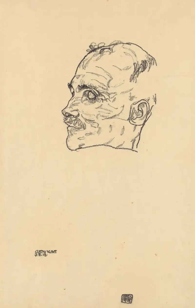 Gustav Klimt på dödsbädden av Egon Schiele